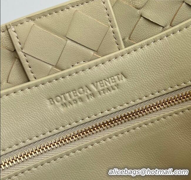 Unique Grade Bottega Veneta Medium Andiamo Top Handle Bag in Intrecciato Leather 743572 Light Cream Yellow 2025
