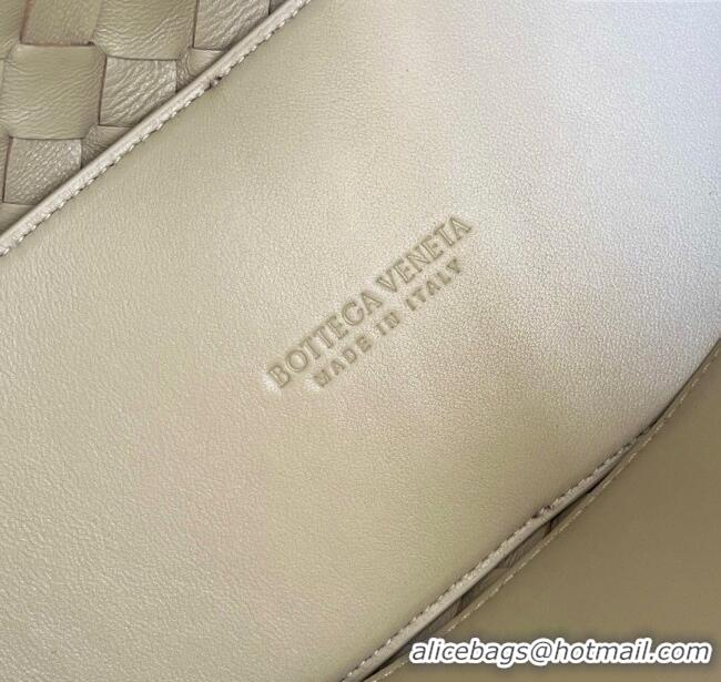 Unique Grade Bottega Veneta Medium Andiamo Top Handle Bag in Intrecciato Leather 743572 Light Cream Yellow 2025