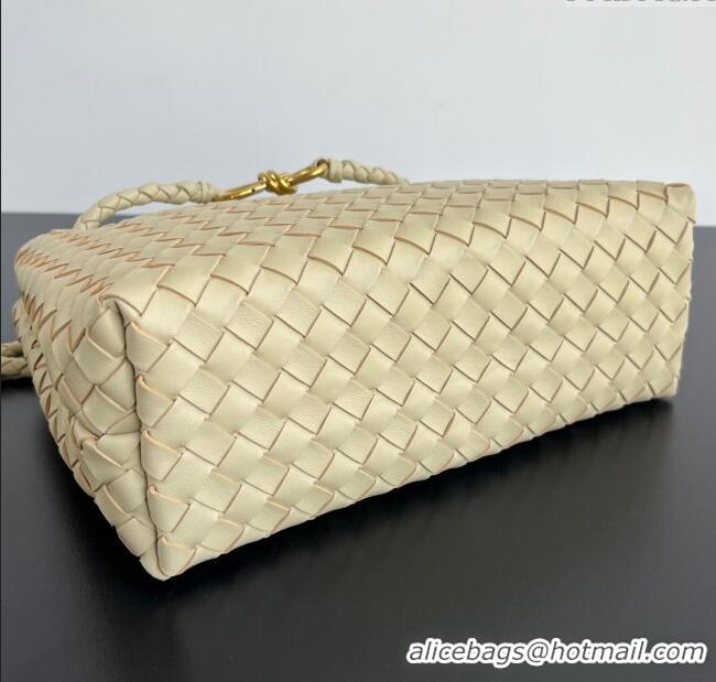 Unique Grade Bottega Veneta Medium Andiamo Top Handle Bag in Intrecciato Leather 743572 Light Cream Yellow 2025