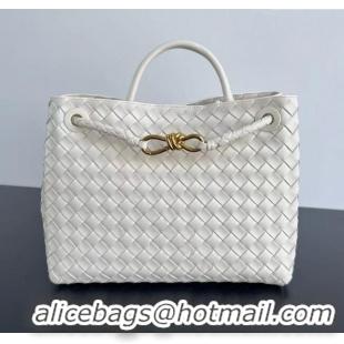 New Design Bottega Veneta Medium Andiamo Top Handle Bag in Intrecciato Leather 743572 Sea Salt 2025
