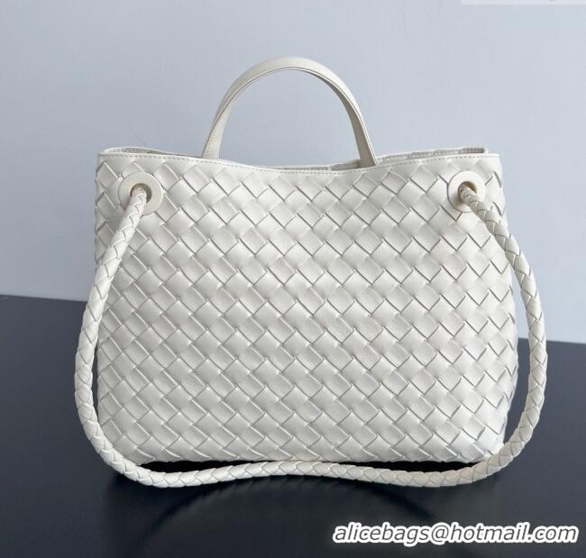 New Design Bottega Veneta Medium Andiamo Top Handle Bag in Intrecciato Leather 743572 Sea Salt 2025