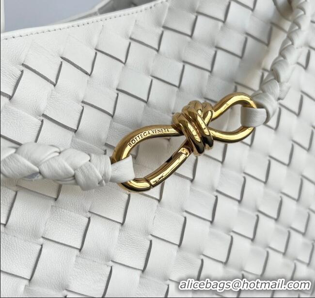 New Design Bottega Veneta Medium Andiamo Top Handle Bag in Intrecciato Leather 743572 Sea Salt 2025