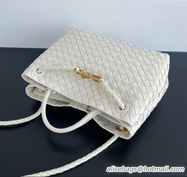 New Design Bottega Veneta Medium Andiamo Top Handle Bag in Intrecciato Leather 743572 Sea Salt 2025