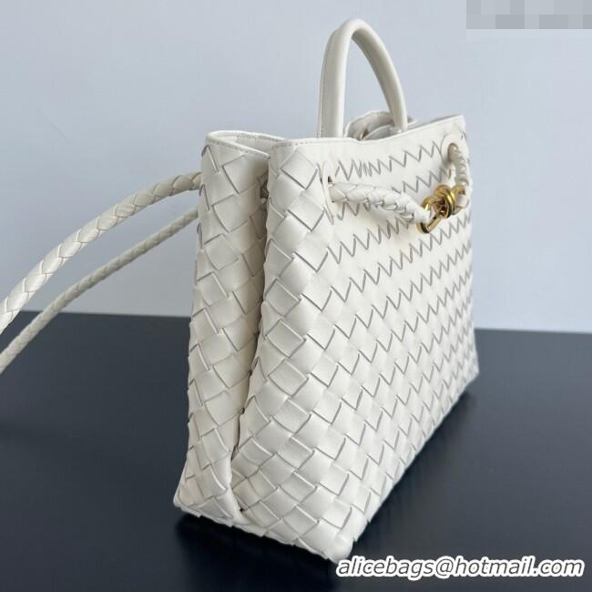 New Design Bottega Veneta Medium Andiamo Top Handle Bag in Intrecciato Leather 743572 Sea Salt 2025
