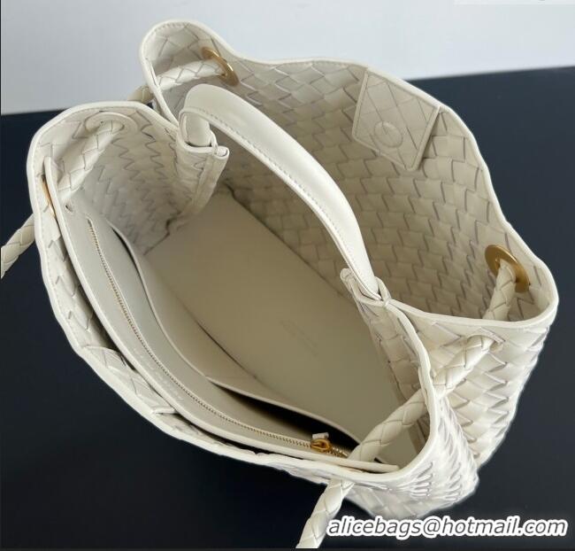 New Design Bottega Veneta Medium Andiamo Top Handle Bag in Intrecciato Leather 743572 Sea Salt 2025