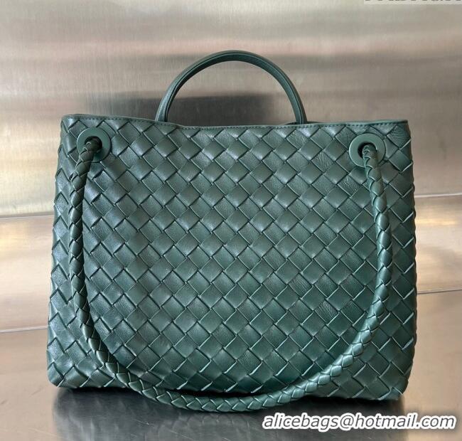 Cheap Design Bottega Veneta Medium Andiamo Top Handle Bag in Intrecciato Leather 743572 Emerald Green 2025