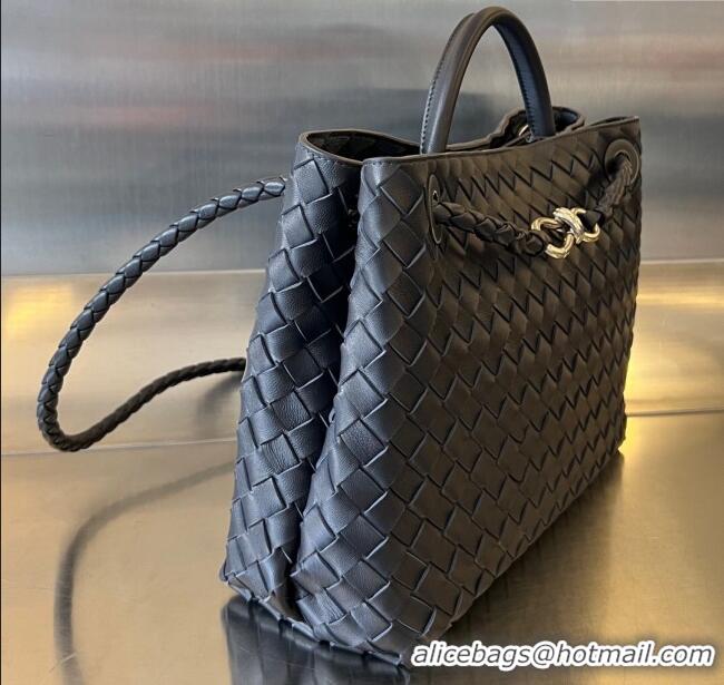 New Style Bottega Veneta Medium Andiamo Top Handle Bag in Intrecciato Leather 743572 Space/Silver 2025