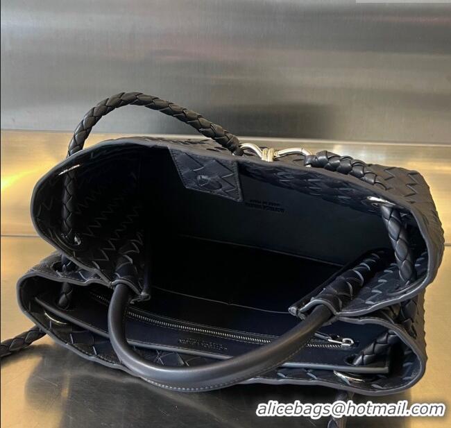 New Style Bottega Veneta Medium Andiamo Top Handle Bag in Intrecciato Leather 743572 Space/Silver 2025