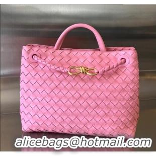 New Design Bottega Veneta Medium Andiamo Top Handle Bag in Intrecciato Leather 743572 Pink 2025