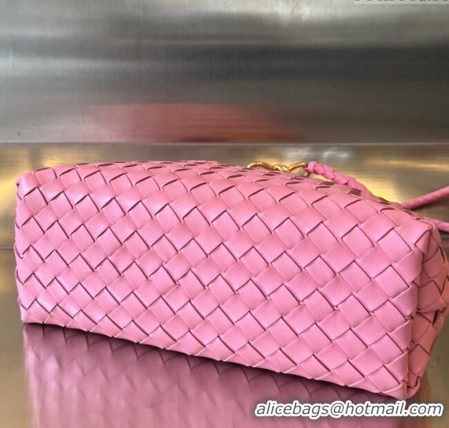New Design Bottega Veneta Medium Andiamo Top Handle Bag in Intrecciato Leather 743572 Pink 2025
