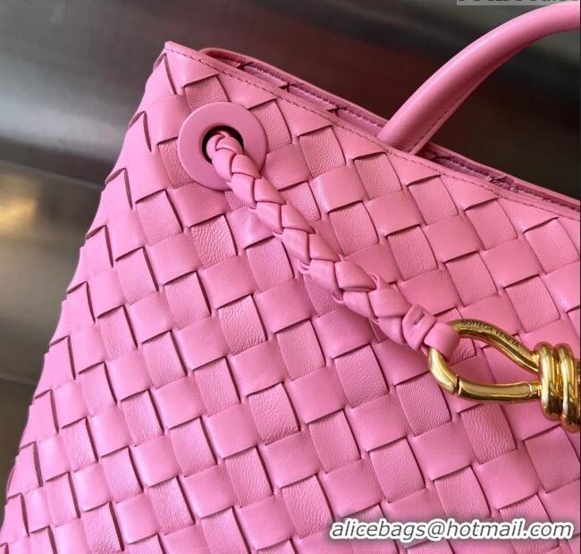 New Design Bottega Veneta Medium Andiamo Top Handle Bag in Intrecciato Leather 743572 Pink 2025