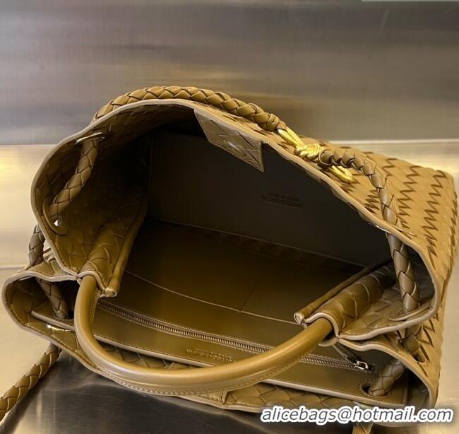 Promotional Bottega Veneta Medium Andiamo Top Handle Bag in Intrecciato Leather 743572 Acorn Brown 2025