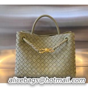 Inexpensive Bottega Veneta Medium Andiamo Top Handle Bag in Intrecciato Leather 743572 Travertine Green