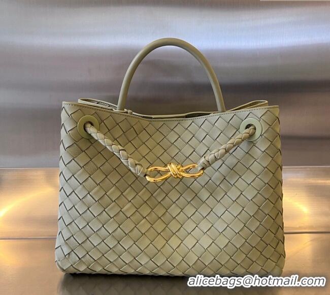 Inexpensive Bottega Veneta Medium Andiamo Top Handle Bag in Intrecciato Leather 743572 Travertine Green
