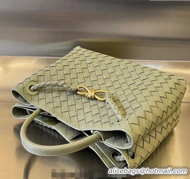 Inexpensive Bottega Veneta Medium Andiamo Top Handle Bag in Intrecciato Leather 743572 Travertine Green