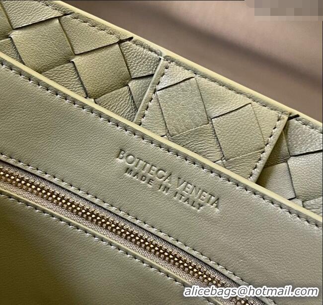 Inexpensive Bottega Veneta Medium Andiamo Top Handle Bag in Intrecciato Leather 743572 Travertine Green
