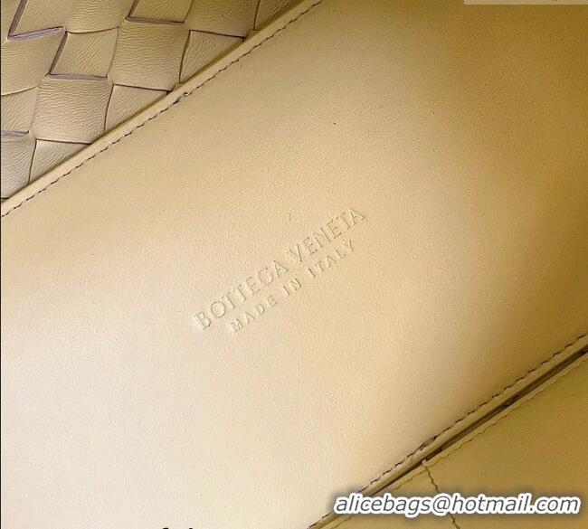 Famous Brand Bottega Veneta Medium Andiamo Top Handle Bag in Intrecciato Leather 743572 Ice Cream Yellow 2025