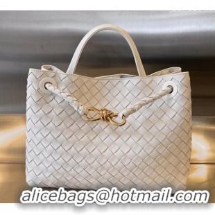 Promotional Bottega Veneta Medium Andiamo Top Handle Bag in Intrecciato Leather 743572 White/Gold 2025