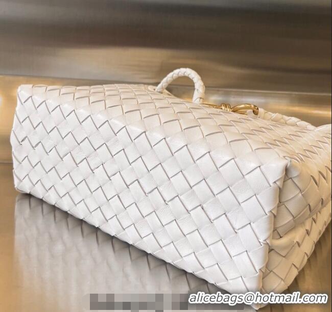 Promotional Bottega Veneta Medium Andiamo Top Handle Bag in Intrecciato Leather 743572 White/Gold 2025