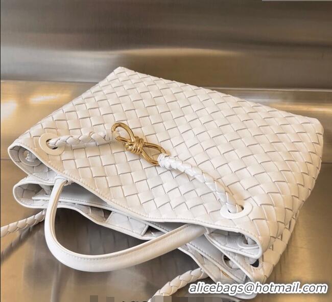 Promotional Bottega Veneta Medium Andiamo Top Handle Bag in Intrecciato Leather 743572 White/Gold 2025