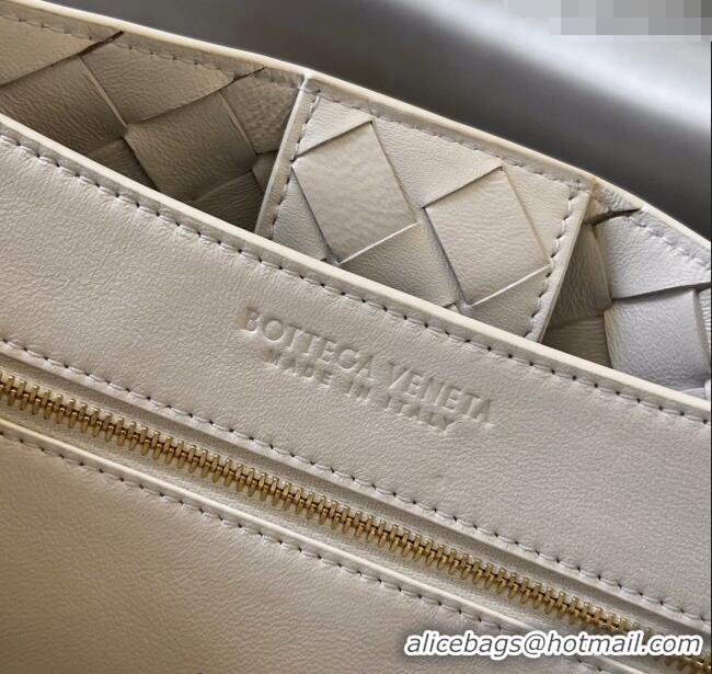 Promotional Bottega Veneta Medium Andiamo Top Handle Bag in Intrecciato Leather 743572 White/Gold 2025