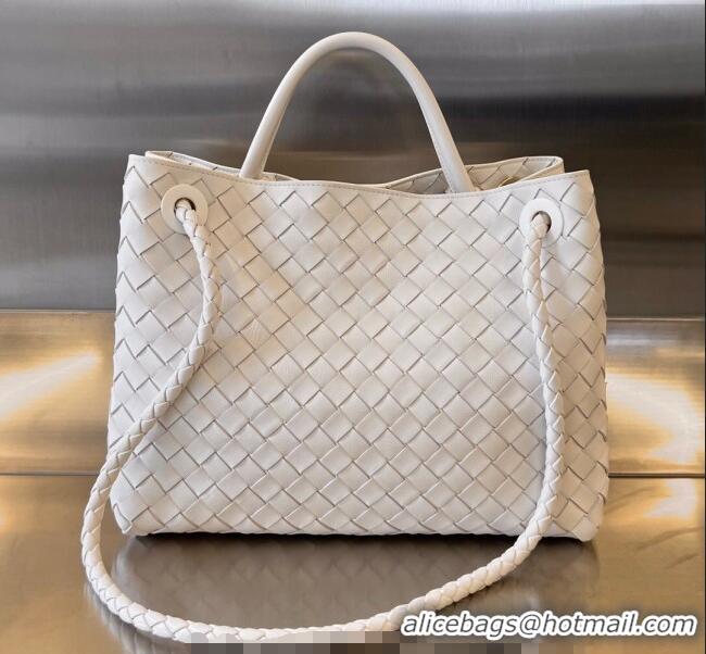 Promotional Bottega Veneta Medium Andiamo Top Handle Bag in Intrecciato Leather 743572 White/Gold 2025