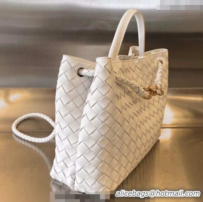 Promotional Bottega Veneta Medium Andiamo Top Handle Bag in Intrecciato Leather 743572 White/Gold 2025
