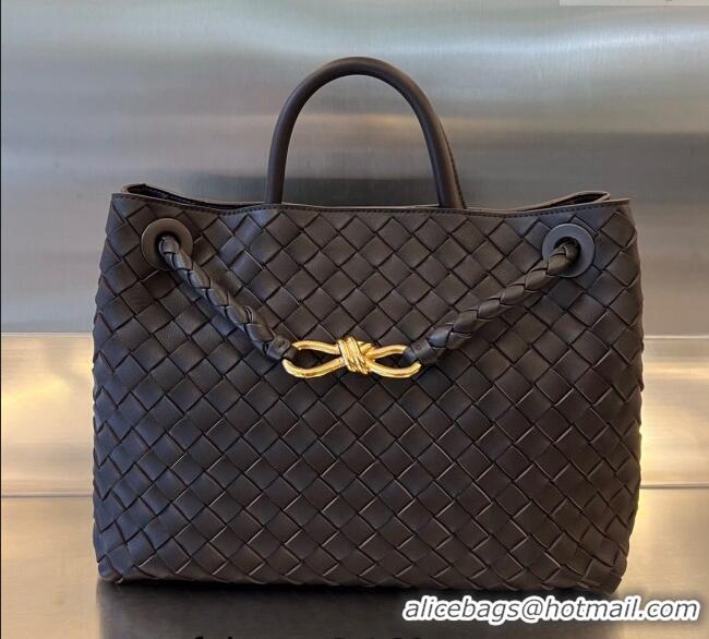 Well Crafted Bottega Veneta Medium Andiamo Top Handle Bag in Intrecciato Leather 743572 Fondant Brown 2025
