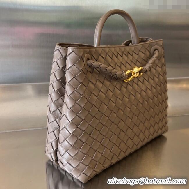 Top Quality Bottega Veneta Medium Andiamo Top Handle Bag in Intrecciato Leather 743572 Taupe Grey 2025