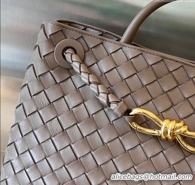 Top Quality Bottega Veneta Medium Andiamo Top Handle Bag in Intrecciato Leather 743572 Taupe Grey 2025