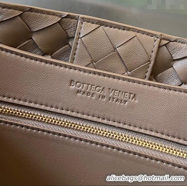 Top Quality Bottega Veneta Medium Andiamo Top Handle Bag in Intrecciato Leather 743572 Taupe Grey 2025