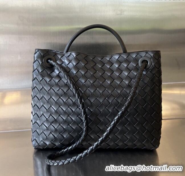 Good Product Bottega Veneta Medium Andiamo Top Handle Bag in Intrecciato Leather 743572 Black/Gold 2025