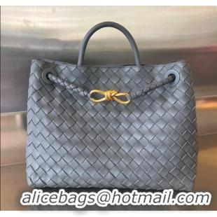 Best Price Bottega Veneta Medium Andiamo Top Handle Bag in Intrecciato Leather 743572 Thounder Grey 2025
