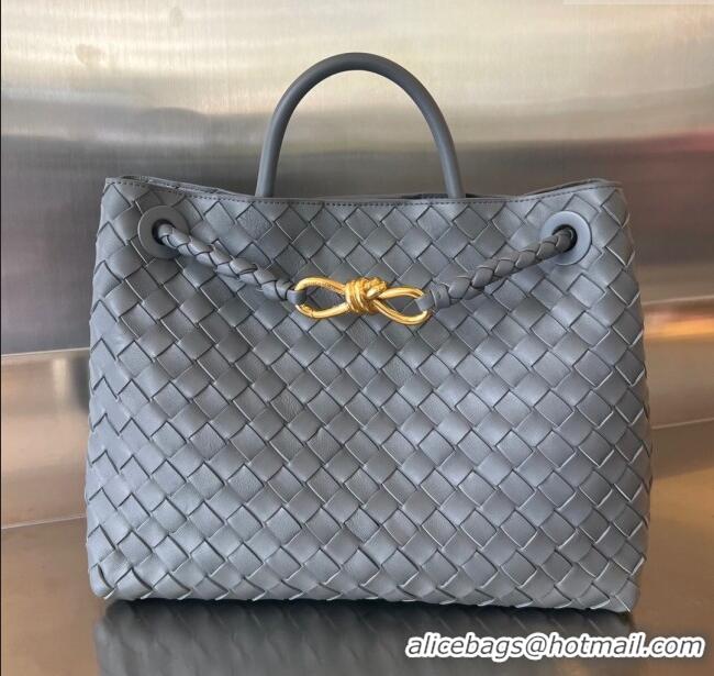 Best Price Bottega Veneta Medium Andiamo Top Handle Bag in Intrecciato Leather 743572 Thounder Grey 2025