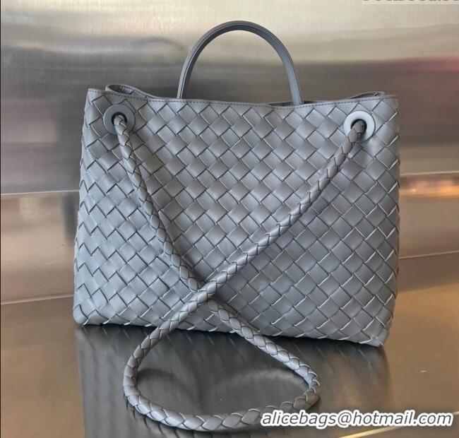 Best Price Bottega Veneta Medium Andiamo Top Handle Bag in Intrecciato Leather 743572 Thounder Grey 2025