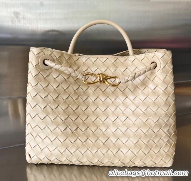 Trendy Design Bottega Veneta Medium Andiamo Top Handle Bag in Intrecciato Leather 743572 Oat Yellow 2025