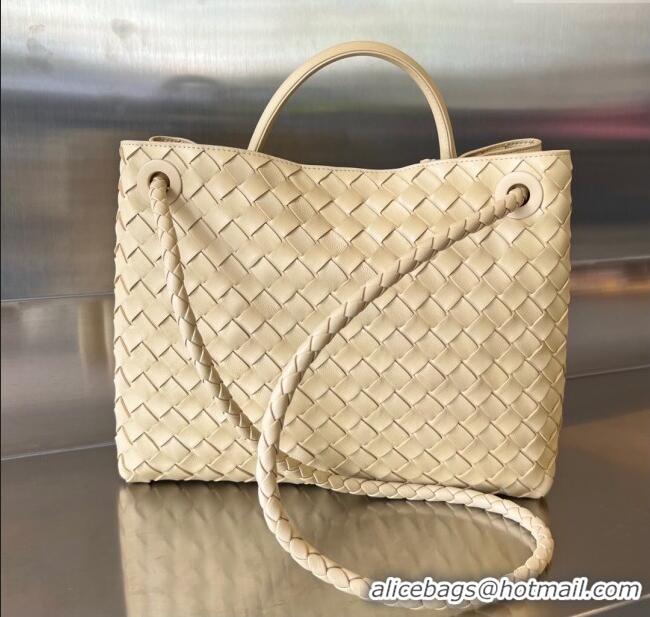 Trendy Design Bottega Veneta Medium Andiamo Top Handle Bag in Intrecciato Leather 743572 Oat Yellow 2025