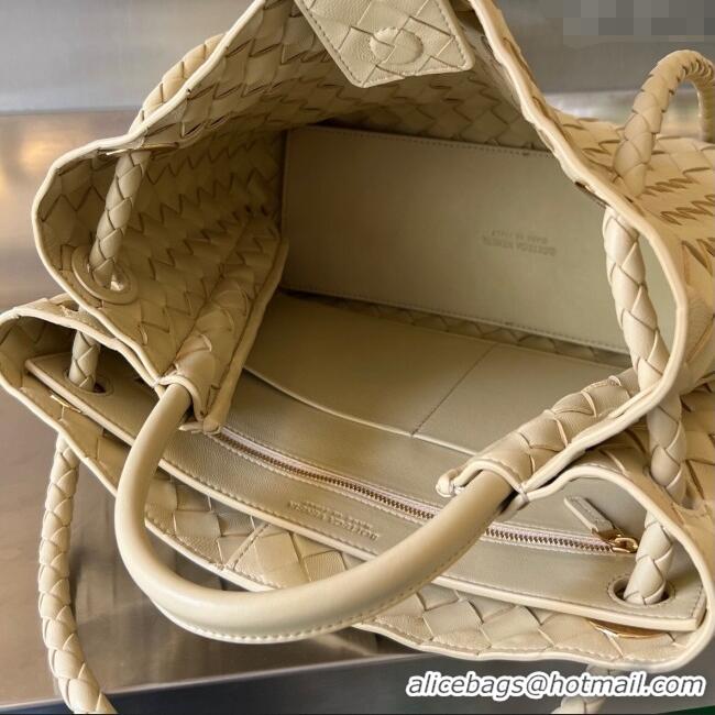 Trendy Design Bottega Veneta Medium Andiamo Top Handle Bag in Intrecciato Leather 743572 Oat Yellow 2025