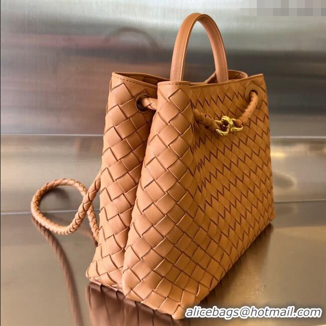Best Luxury Bottega Veneta Medium Andiamo Top Handle Bag in Intrecciato Leather 743572 Light Brown 2025