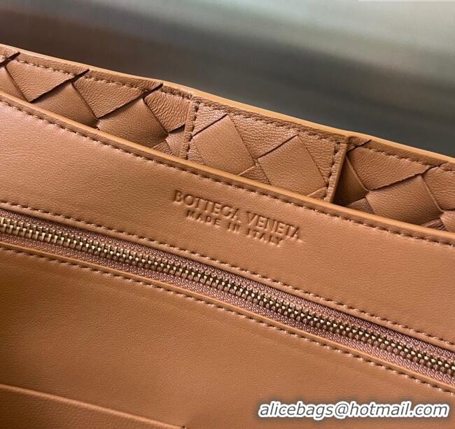 Best Luxury Bottega Veneta Medium Andiamo Top Handle Bag in Intrecciato Leather 743572 Light Brown 2025