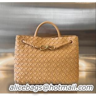 New Style Bottega Veneta Medium Andiamo Top Handle Bag in Intrecciato Leather 743572 Almond Yellow 2025