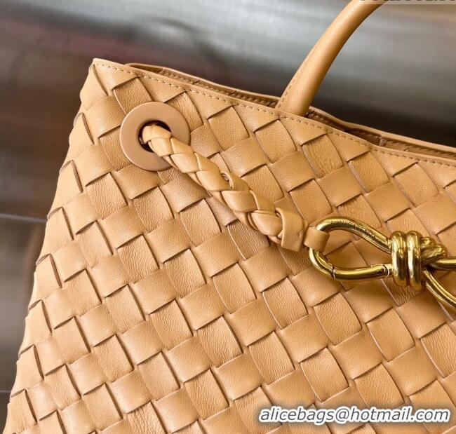 New Style Bottega Veneta Medium Andiamo Top Handle Bag in Intrecciato Leather 743572 Almond Yellow 2025