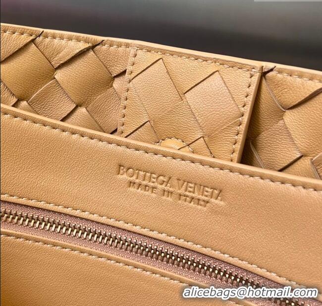 New Style Bottega Veneta Medium Andiamo Top Handle Bag in Intrecciato Leather 743572 Almond Yellow 2025