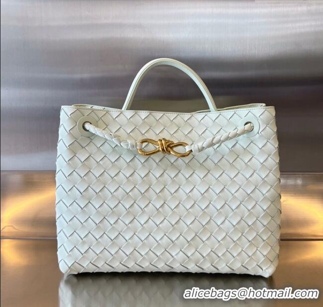 New Fashion Bottega Veneta Medium Andiamo Top Handle Bag in Intrecciato Leather 743572 Glacier Blue 2025