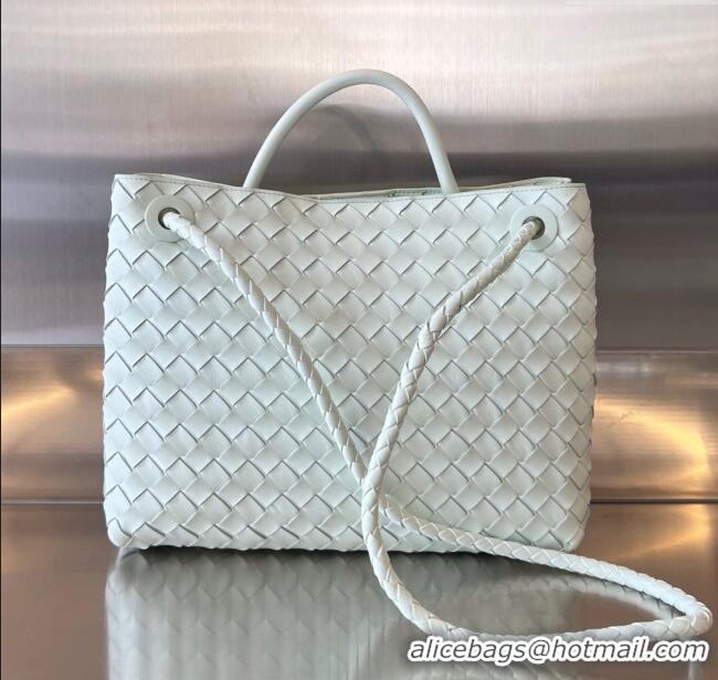 New Fashion Bottega Veneta Medium Andiamo Top Handle Bag in Intrecciato Leather 743572 Glacier Blue 2025