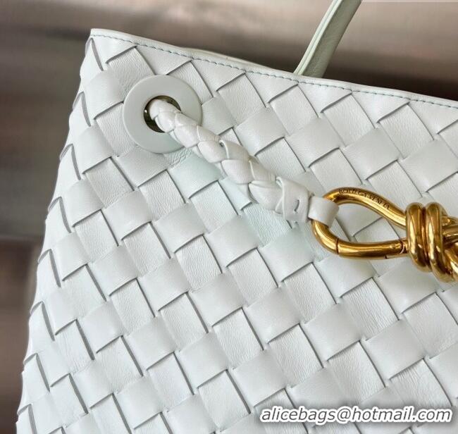 New Fashion Bottega Veneta Medium Andiamo Top Handle Bag in Intrecciato Leather 743572 Glacier Blue 2025