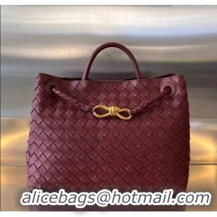 Good Product Bottega Veneta Medium Andiamo Top Handle Bag in Intrecciato Leather 743572 Dark Burgundy 2025
