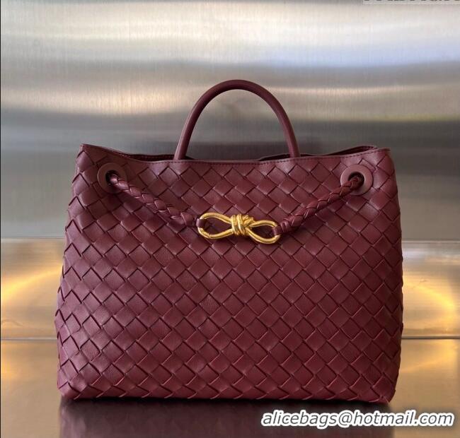 Good Product Bottega Veneta Medium Andiamo Top Handle Bag in Intrecciato Leather 743572 Dark Burgundy 2025
