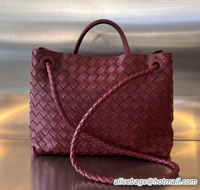 Good Product Bottega Veneta Medium Andiamo Top Handle Bag in Intrecciato Leather 743572 Dark Burgundy 2025
