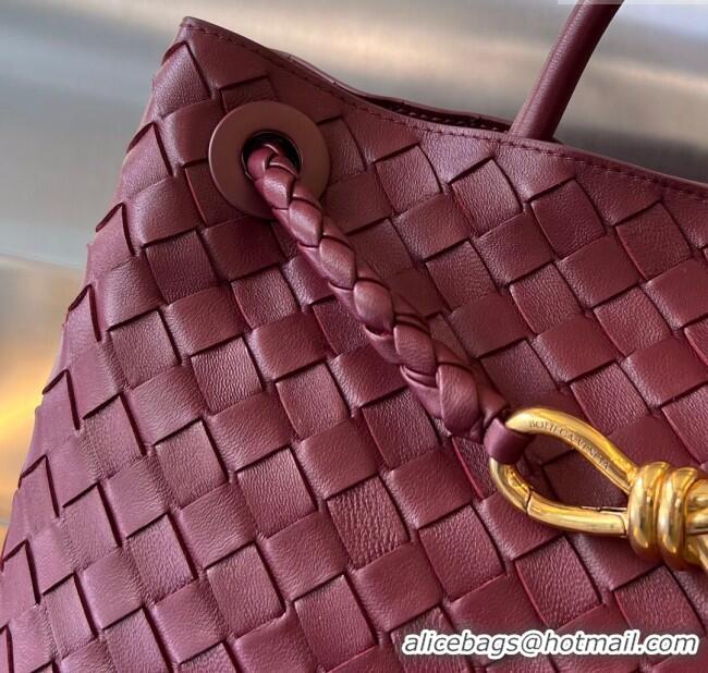 Good Product Bottega Veneta Medium Andiamo Top Handle Bag in Intrecciato Leather 743572 Dark Burgundy 2025